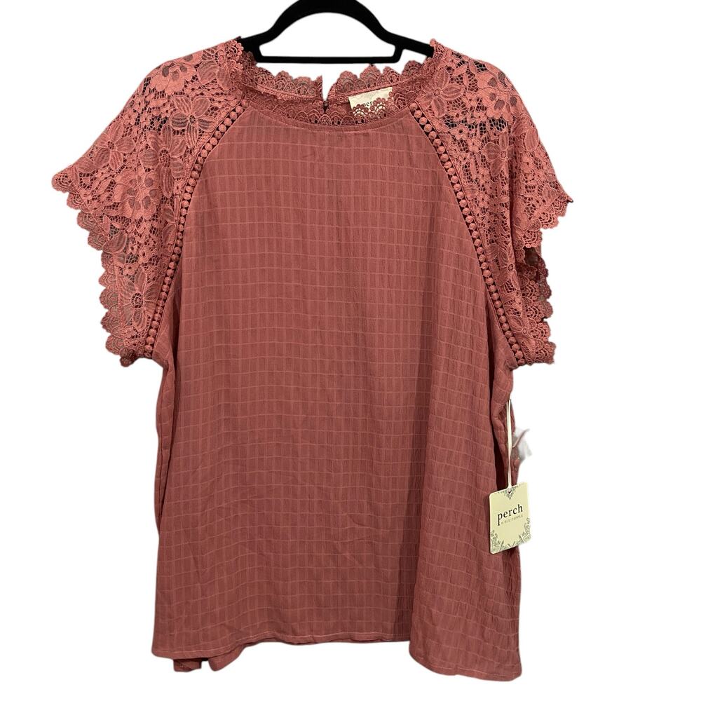 Perch by Blu Pepper Mauve Lace Top Size XL